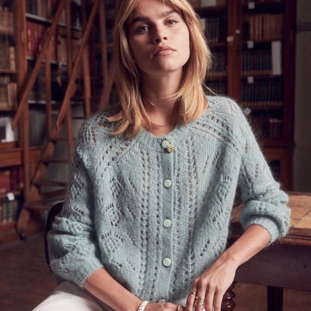 NWT Sezane Mario Cardigan in Celadon, size S
